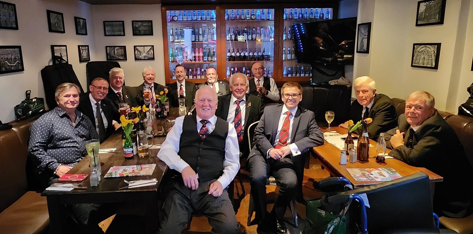 W. Bro David North with his Lodge colleagues celebrating the moment.